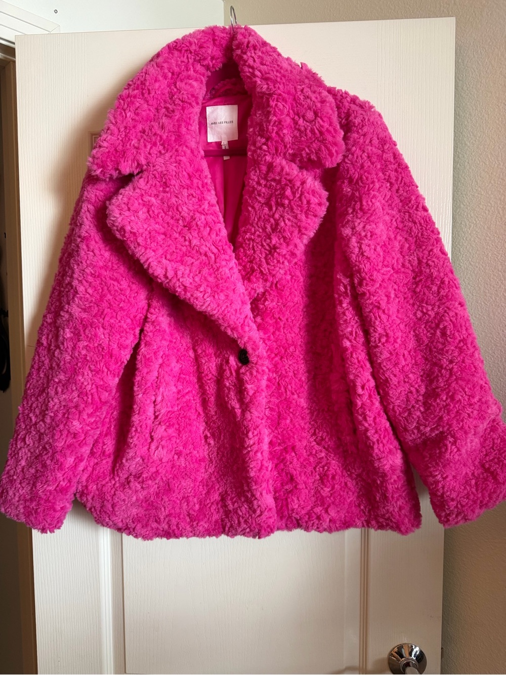 Avec Les Filles Faux-Sherpa Jacket - Bright Pink